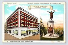 Postcard Maryland Frederick MD Francis Scott Key Hotel Monument 1930s Unposted picture