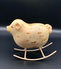 Handpainted Wooden Rocking Pig with Wrought Iron Rockers - 5