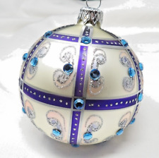 Vintage Blown Glass Decorative Multicolor Design Ball Christmas Ornament 3