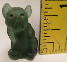 Czechoslovakian Glass Miniature Green Bulldog Perfume Charm / Cracker Jack Prize picture
