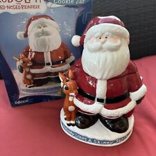 Vintage Enesco Rudolph Santa Claus Cookie Jar Nobody Likes A Skinny Santa W/ Box picture