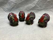 Group of 4 small turkey figures, candle holder made in Germany,  redware picture