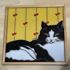 1984 Arius Santa Fe Art Tile Cat Hearts Valentines #5943 Ailurophilia 8”x8” picture