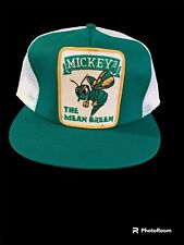 Vintage Mickeys The Mean Green Patch Hat Made In USA Mesh Snap Back Trucker Hat picture