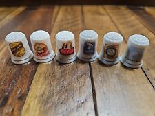 Vintage Advertising Thimble Porcelain Lot of 6, Coca Cola, Ivory, Campbell's picture