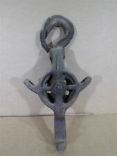Antique T Top CH or CM Cast Iron Barn Rope Pulley Unusual Hook Lock picture