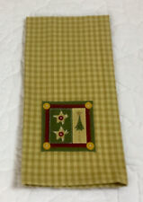Country Kitchen Towel, Mustard, Gold Woven Check, Trees, Stars, Cotton picture