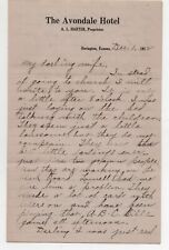 1912 Eight Page Letter on Letterhead from the Avondale Hotel Herrington Kansas picture