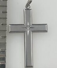 Vintage Sterling Silver Cross With Crystal,3.5 Grams picture