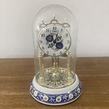 TIMEX Anniversary Ceramic Glass Dome Clock Westminster Chimes Movement Floral picture