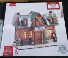 Holiday Time Hunting Lodge Lighted Christmas Village Illuminated House Moose picture