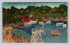 Silver Springs FL-Florida Bathers Swimming Boats Beach c1948 Vintage Postcard picture