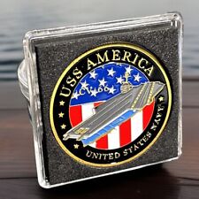 USS America CV-66 Challenge Coin USN-US NAVY INCLUDES 2X2 CASE picture