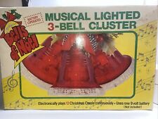 Vintage 80’s Carolites Bells of Noel Musical Lighted 3-Bell Cluster Christmas picture