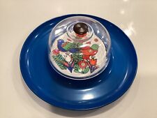 70's MCM Domed Cheese Platter/ Serving Dish W Folk/Birds Design Great Shape picture