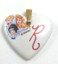 Disney Princess Porcelain Heart Pendant Name Initial R 1/2 Inch Vintage Charm picture