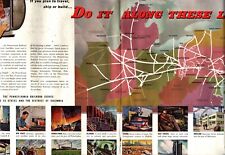 1946 PRR Pennsylvania Railroad art 2-page Ad system map e8 picture