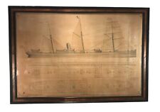1886 Antique J.J. Henderson Original American Design For Cargo Steamer Drawing picture