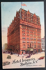 Postcard Buffalo NY - c1910s Hotel Iroquois Old Cars Street Scene picture