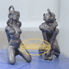Blindfolded Bondage Woman Slave Girl Statue Black Brass Figurines Body Art picture