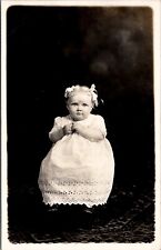 Adorable Chubby Pouty Face Little Girl Beautiful Dress Hair Bows Postcard W17 picture