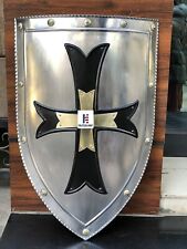 Medieval Crusader Steel Shield 18 Gauge Armor Templar Viking Shield Cross Gift picture