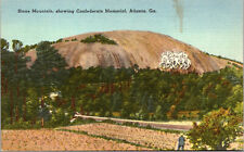 Vtg 1940s Stone Mountain Confederate Memorial Atlanta Georgia GA Linen Postcard picture