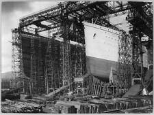 OLYMPIC,TITANIC - view of bows in shipyard construction scaffolding,1909-1911 picture