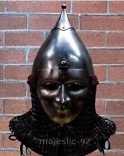 18G Steel Medieval Face Mask Helmet With Riveted Chainmail Ottoman Empire Helmet picture