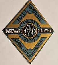 Hall & Willis Golden Clipper Axe Label Antique Kansas City MO picture