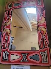 Vintage Huichol Yarn Painting Mirror 24x15 picture