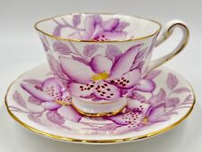 LOVELY ROYAL CHELSEA PURPLE CUP & SAUCER; 4961; ORCHIDS; LILIES;  EXCELLENT COND picture