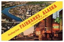 Vintage Greetings from Fairbanks Alaska Banner Postcard Unposted Chrome picture