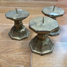 5 Vintage Gold Wooden Candle Sticks picture
