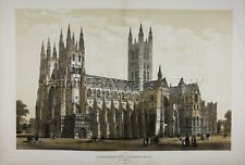 ENGLAND Kent Canterbury Cathedral, Huge Double-Folio 1880s Antique Color Print picture