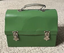 Vintage Dome Green Star Tin Metal  Lunch Box Bucket Pail picture