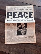 1945 Aug.15 Phila. Inquirer Newspaper PEACE Truman Jap Surrender, WWII Over picture
