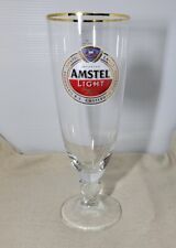 EUC Amstel Light Beer Glass Gold Band Chalice 12oz. Premium Lager Holland Footed picture