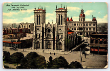Vintage Antique Postcard San Antonio Texas San Fernando Cathedral And City Hall picture