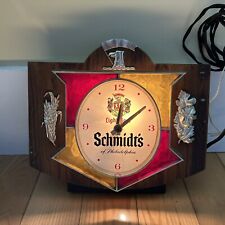 Vintage 1960s Beer Clock Schmidt's Of Philadelphia Lighted Tested & Works picture