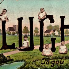 c1908 Good Luck Large Letter Postcard Babies  picture