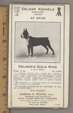 Vintage Ashland MA AKC Boston Terrier Breeder Stud Fee Card Pedigree 1930's picture