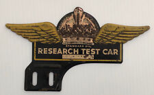 1930-1940’s Standard Oil Research Test Car Original Vintage License Plate Topper picture