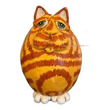 Enesco Vicki Thomas Signed Whimsical Orange Tabby Fat Cat Gourd Figurine 1997 picture