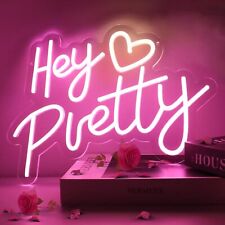 Hey Pretty Neon Sign with Adjustable Brightness, Pink Neon Signs (16.1
