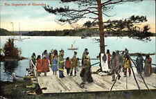 Departure of Hiawatha American Indians Longfellow c1910 Vintage Postcard picture