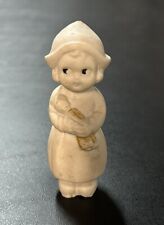 ANTIQUE BISQUE FIGURINE LITTLE GIRL HOLDING DOLL 3”- NICE picture
