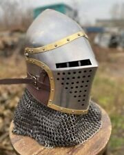 Medieval Combat Bascinet Chainmail Helmet Crusader Helmet Elite Armor Knight picture