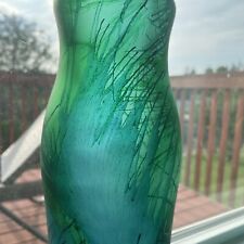 Vintage Recycled Glass Vase Hand Made in Spain Painted 15” Tall picture