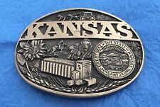 🇺🇸 SALE 🇺🇸 Vintage ADM Kansas State First Edition Solid Brass Belt Buckle picture